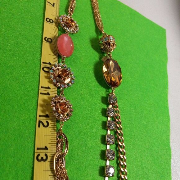 NWT ABS Allen Schwartz Gold tone Metal Floral Necklace - Picture 3 of 7